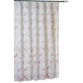 MSV 140034 Duschvorhang, PVC, Blumen-Design, 200 x 18 x 1 cm, Weiß/Mehrfarbig