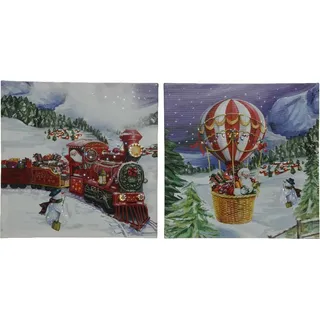 Dekoratives Weihnachts-LED-Bild 38 x 38 cm - Gold