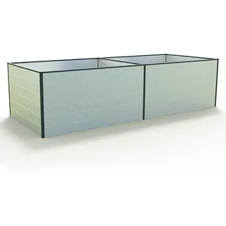 GFP Aluminium Hochbeet KINGSIZE DANIELA - 297 x 119 x 77 cm - Alu natur, Stecksystem, langlebig - Silber