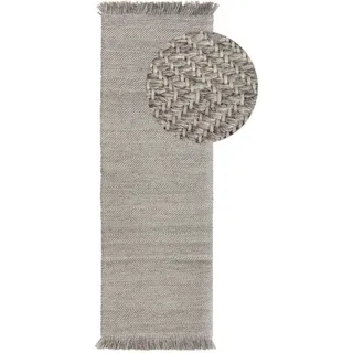 benuta Pure Wollteppich-Läufer Lars Hellgrau 70x200 cm , Textil , Gestreift , Rechteckig , 70x200 cm , Gots , pflegeleicht , Teppiche und Böden, Teppiche, Teppichläufer, Läufer