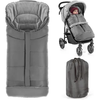Zamboo Winterfußsack für Kinderwagen & Buggy - Grau | Universal Fußsack | Premium Teddy-Fleece | 3-/5-Punkt-Gurtsystem | wind- & wasserabweisend | Reflektorstreifen