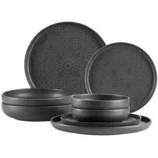 Mäser Kombiservice , Schwarz , Keramik , 8-teilig , 650 ml , Geschirr, Geschirrsets, Kombiservice