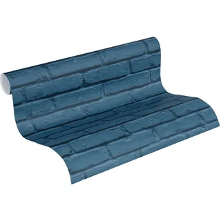 A.S. Creations A.S. Création Steintapete Attractive Tapete in Backstein Optik Vliestapete blau matt glatt 358561