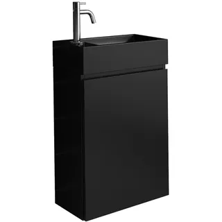 WC Badmöbel Angela 40x22 cm Matt Schwarz - Schrank Schwarze Waschbecken Badezimm