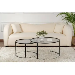 Dmora Dmor Wohnzimmertisch Ragalna 80x80x43h cm Schwarz, 2er-Set