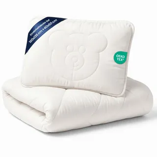 Totsy Baby Baby Bettdecke und Kissen Kinderdecke 100x135 cm - Kinderbettdecke Kinder Bettdecken Set und Decke für Kleinkind Babybett Mikrofaser Weiß Oeko-Tex-Zertifikat 100 x 135