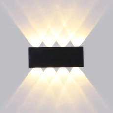 Lightsjoy 16W LED Wandlampe Innen Aussen Wandleuchte Schwarz Modern Up and Down IP65 Wasserdicht aus Wasserdicht aus Aluminium Beleuchtung für Treppenhuaus Wohnzimmer Schlafzimmer Flur, Warmweiss