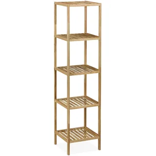 Relaxdays Badregal , Hellbraun , Holz, , 35.5x146x35.5 cm, , Badezimmer, Badezimmerregale, Badregale