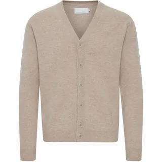 Strickjacke CASUAL FRIDAY "Strickjacke CFKarl", Herren, Gr. XXL, beige (silber mink melange), Obermaterial: 80% Lammfell LF. 20% Polyamid PA., Strickjacken Strickjacke
