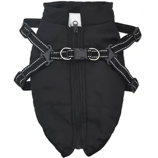 vidaXL Hundemantel mit Geschirr Wasserdicht Reflektierend Schwarz L36 vidaXL