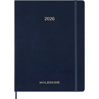 Moleskine 15 Monate Essential Wochenkalender 2025/2026, 1 Wo = 2 Seiten, vertikal, XXL, fester Einband, Saphirblau