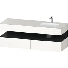 Duravit Qatego Einbauwaschtisch mit Konsolenwaschtischunterbau, 1600x550x600mm, Nische Eiche Schwarz, Becken rechts, QA4796016, Farbe: Weiß Hochglanz