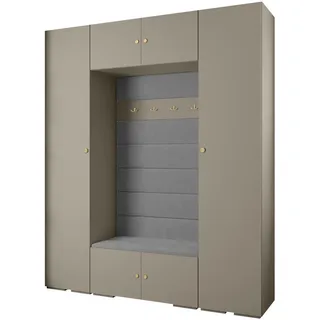 Abiks Möbel Garderoben-Set 236,7/200/47 , Metall , Nachbildung , 10 Fächer , 200x236.7x47 cm , Garderobe, Garderoben-Sets & Garderoben-Serien, Garderoben-Sets