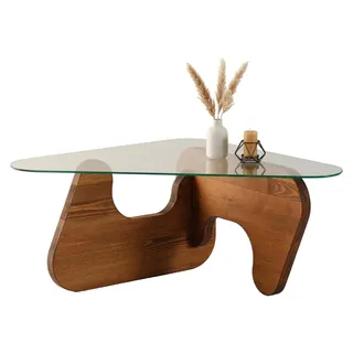 Volpiano - Couchtisch, 86x66x36h cm Nussbaum Braun, Dreieckige Form - Braun