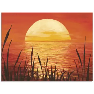 ARTland Wanddeko Glasbilder Wandbild Glas Bild einteilig 80x60 cm Querformat Natur Strand Küste Sonnenuntergang Ozean Sonne Maritim T4NG