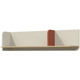 Deine Möbel 24 Wandregal Yogi 15 120 cm breit in Graubeige / Geölte Eiche / Koralle , Greige, Eichefarben, Koralle , Holzwerkstoff , 120x30x27 cm , Wohnzimmer, Regale, Wandregale