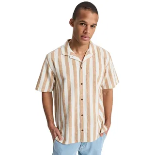 Kurzarmhemd QUIKSILVER "Sunset Song", Herren, Gr. XS, US-Größen, bone weiß stripes sunset, Obermaterial: 55% Baumwolle, 45% Hanf., Hemden Kurzarmhemd