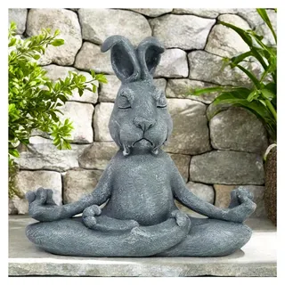 Meditierendes Kaninchen-Buddha, Zen-Hase für Garten und Zuhause, Dekorationsfigur für Büro, Schlafzimmer und Außenbereich - Grau