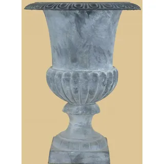 Amphore Gusseisen 42cm, Pflanzpokal, Pflanzamphore, Gartenamphore, Krater Vase - Antik Grau - Höhe:42cm, Breite:32cm