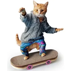 SUCK UK Kratz-Skateboard aus Pappe für Katzen | Katzenspielzeug | Skateboard | Longboard | Kratzbaum | Kratzbrett | Katzenminze | Kratzmöbel | Kratzmatte | Kratzspielzeug | Katzen | Kratzpappe