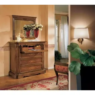 Kommode Italienische Möbel Spiegel Kommode Sideboard Schrank Holz Neu - Braun