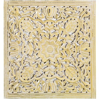 DRW Altarbild quadratisch aus MDF durchbrochen mit Spiegel in Gold 100 x 2,5 x 100 cm, Mehrfarbig, estandar