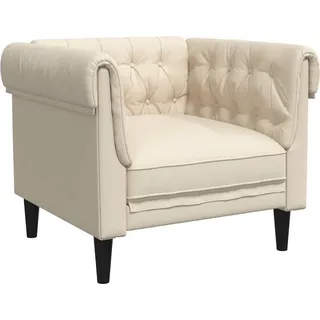vidaXL Sessel Chesterfield Leinen - Creme