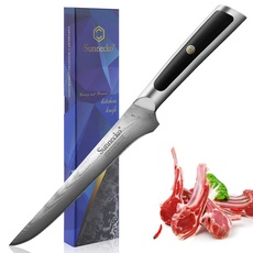 Sunnecko Filetiermesser Fisch Damastmesser Küchenmesser - Ausbeinmesser Küchenmesser Damast Klinge Profi Messer G10 Griff