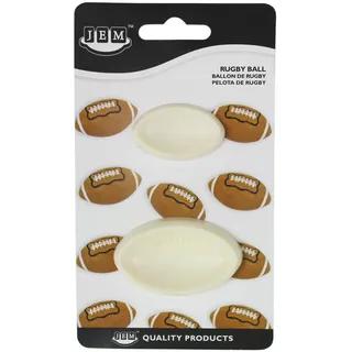 PME 1102EP007 Jem Pop It - Motivform Rugbyball zum dekorieren von Torten, Sortiment 2 - Große und kleine Größen, Kunststoff, Ivory, 6 x 2 x 3.5 cm