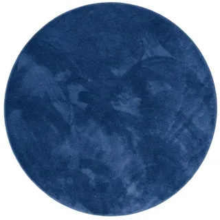 Pergamon Luxus Super Soft Hochflor Teppich Rund Dunkelblau