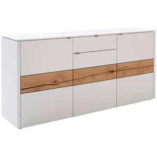 Venjakob Sideboard , Weiß, Eichefarben , Metall , Eiche , teilmassiv , 3 Fächer , 1 Schubladen , 186x89x43 cm , Goldenes M, Made in Germany, Dgm, DGM-Klimapakt, DGM-Emissionslabel , Typenauswahl, Beimöbel erhältlich, umfangreiches Zubehör erhältlich, stehend , Holzmöbel, Kommoden Holz, Sideboards Holz