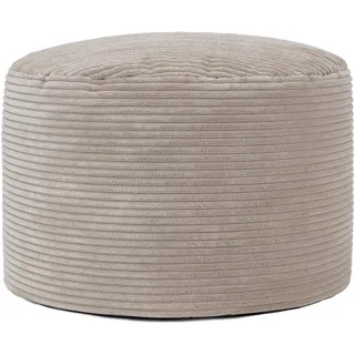 I.C.O.N. Icon Milano Hocker, Beige, Flauschiger Cord Stoff, Sitzsack Cord, Sitzpuff, Pouf Hocker mit Füllung, Fußhocker für das Wohnzimmer, Deko Wohnzimmer