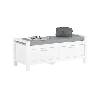 SoBuy Schuhbank 100 x 40 x 40 cm offen mit 2 Schubladen weiß / weiß
