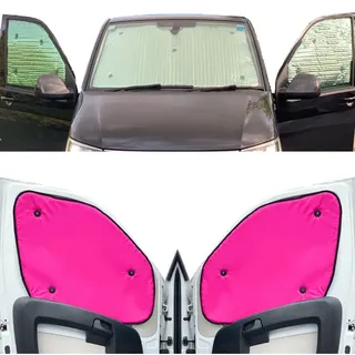 Fensterrollo-Set Kombatibel Mit Renault Trafic (2000-2014)(Frontset) Rückseite einfärben Rosa, Reversibel und Thermisch