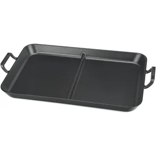 Onlyfire Gusseisen Grillplatte für Induktion & Gasgrill | 52x34cm Antihaftbeschichtung Griddleplatte mit 2-Zonen | XXL Plancha für Familien, Küche | 10cm Rand, Gussgrillplatte für Fleisch & Gemüse