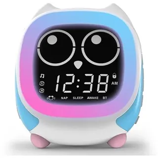 iTOMA Addo Kinder Wecker, Sonnenaufgang/Sonnenuntergang Simulation Nachttischlampe, wachsen Kinderuhr Trainer, weiße Geräusch Schlaf Geräusche Wake Up Clock Eule CKS912-2