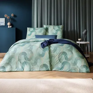 Estella Mako Interlock Jersey Bettwäsche Tobias mint 135x200 cm + 80x80 cm - Türkis