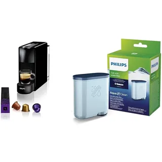 NESPRESSO Krups XN1108 Essenza Mini Kaffeekapselmaschine & Philips AquaClean Kalk- und Wasserfilter für Espressomaschine, Kein Entkalken bis 5000 Tassen, Einzelpack