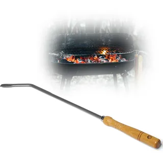 Stocheisen mit Holzgriff Schüreisen Schürhaken Glutkratzer Kaminzubehör Kaminbesteck Feuerhaken Aschenkratzer (1, Stocheisen)