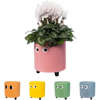 Fisura Original-Blumentopf mit Augenmotiv 13 x 12,5 cm Rosa