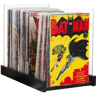 Comicbuch-Aufbewahrungshalter, Vitrine für Sammler – zum Patent angemeldete Comicbox aus Holz und Acryl, Behälter und Organizer, speichert bis zu 150 Ausgaben, 36,7 x 20,3 cm (14,5 x 8 Zoll) (schwarz)