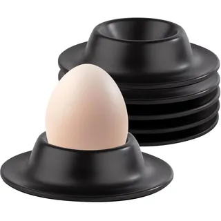 WOUYTPE 6 Stück Eierbecher Schwarz, Eierbecher Set, Bruchsichere Eierhalter, Nut-Feder-Konstruktion zur Aufnahme von Eiern, Wodurch das Risiko des Wegrollens und der Kollision Verringert Wird