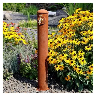 Wasserzapfsäule aus Cortenstahl mit 3⁄4 Zoll Gartenwasserhahn in Rost-Optik