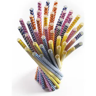 Set mit 48 Ibili-Eco-Strohhalmen, Kraftpapier, 0,6 x 20 cm, mehrfarbig - Transparent