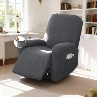 AnkekolyStar Sesselbezug, Relaxsessel Sesselbezug Stretchhusse mit Taschen, All-Inclusive Streifen-Jacquard Sesselschoner für Fernsehsessel Liege Sessel