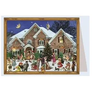 Mini-Adventskalender Viktorianisches Haus mit Silberglitzer - Weiß