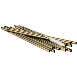 Buddy ́s Bar - Wiederverwendbare Trinkhalme, 10 Strohhalme im Set + Reinigungsbürste, spülmaschinenfest, umweltfreundlich, nachhaltig & plastikfrei, 15 cm Länge, Kupfer-Look