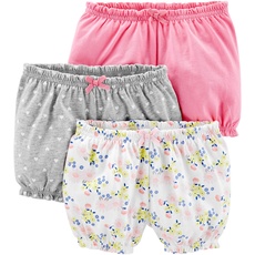Simple Joys by Carter's Baby-Mädchen 3-Pack Bloomer Infant-and-Toddler-Shorts, Grau Herzen/Rosa/Weiß Floral, 24 Monate (3er Pack)