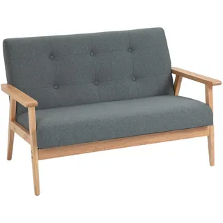 Homcom 2 Sitzer Sofa Doppelsofa Polsterung Loveseat kompakt Leinen Grau , Dunkelgrau , Textil , 66.5x73x115 cm , Wohnzimmer, Sofas & Couches, Sofas