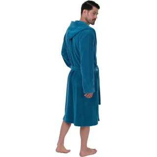 Herrenbademantel WEWO FASHION "1106" Gr. S, blau (petrol), L:120cm, Velours, Hausmäntel, Herrenbademantel, kuschelig leicht